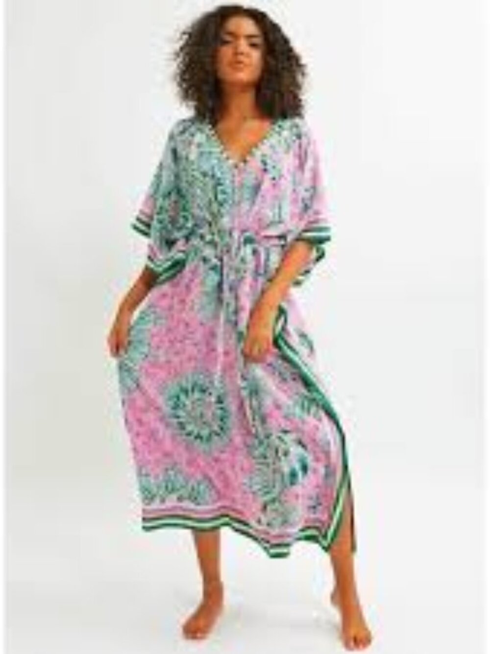 Anthropologie Kaftan Dress Boho Resort Cruise One Size - Picture 4 of 11